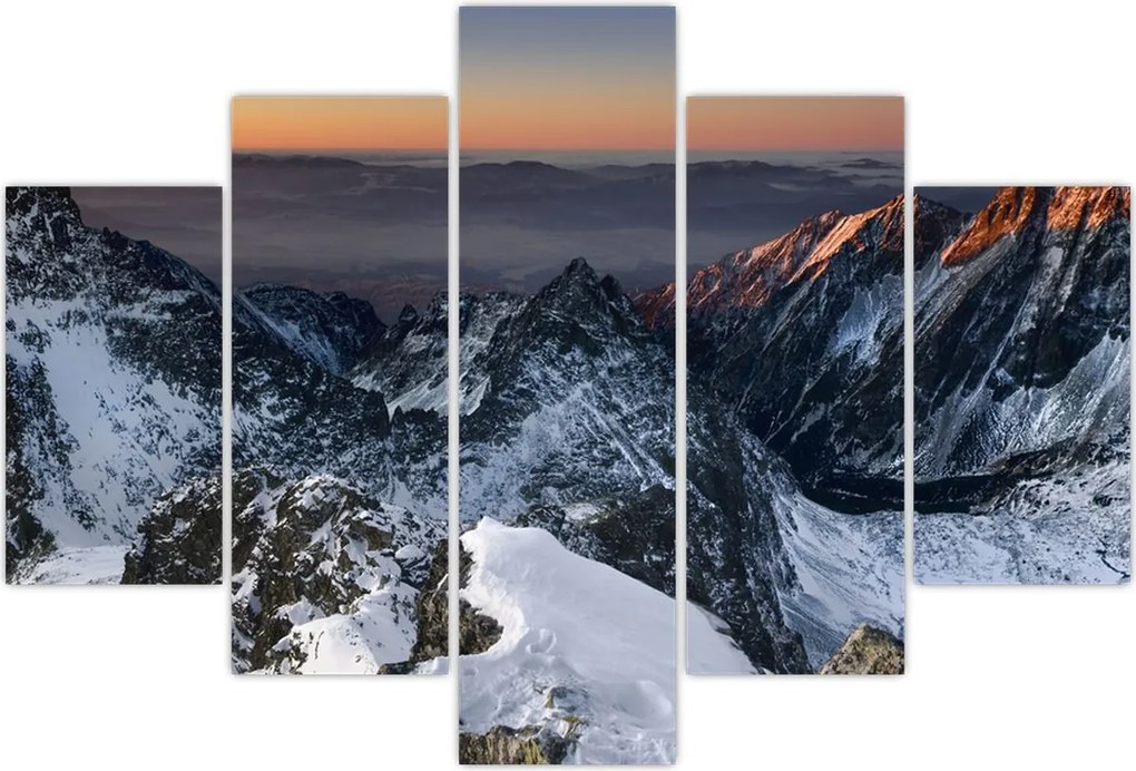 Tablou - Răsărit de soare în munți (150x105 cm)