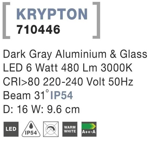 Spot LED ambiental scari de exterior IP54 KRYPTON