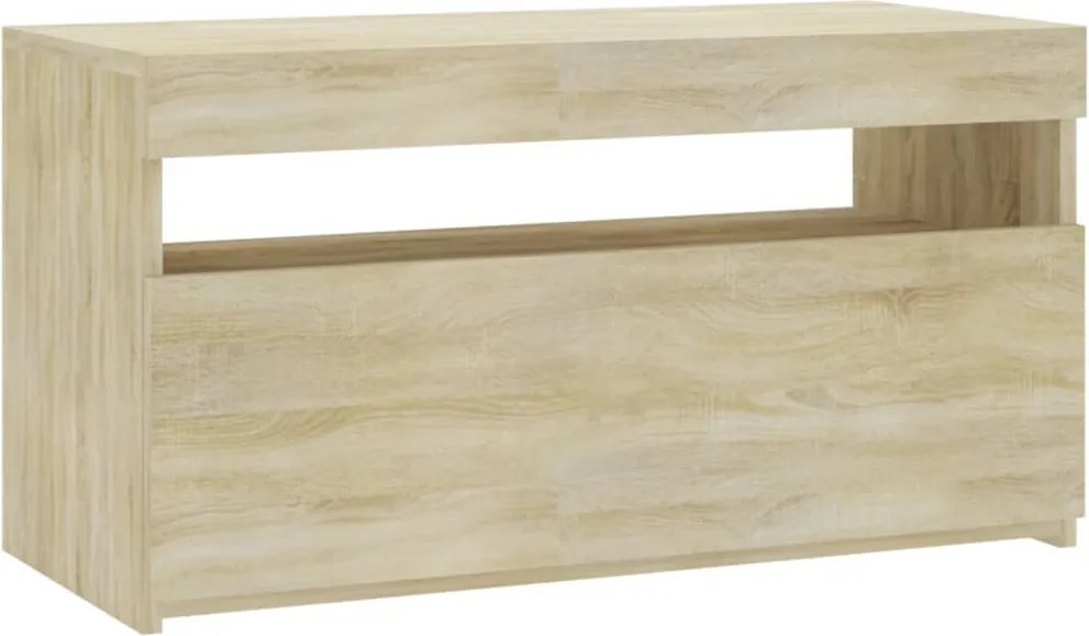 vidaXL Comodă TV cu lumini LED, stejar sonoma, 75x35x40 cm