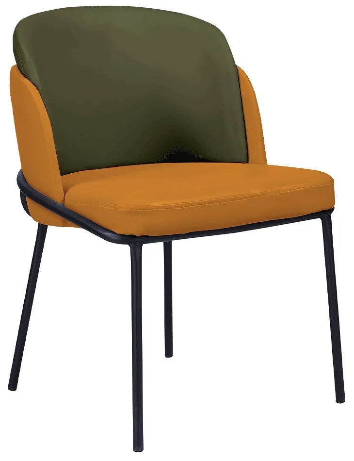 Fotoliu design, portocaliu / verde, piele ecologică, GANON