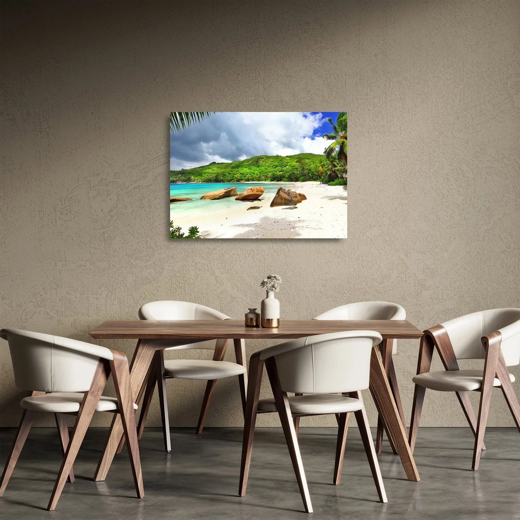 Tablou pe sticlă - Takamaka, Seychelles (70x50 cm)