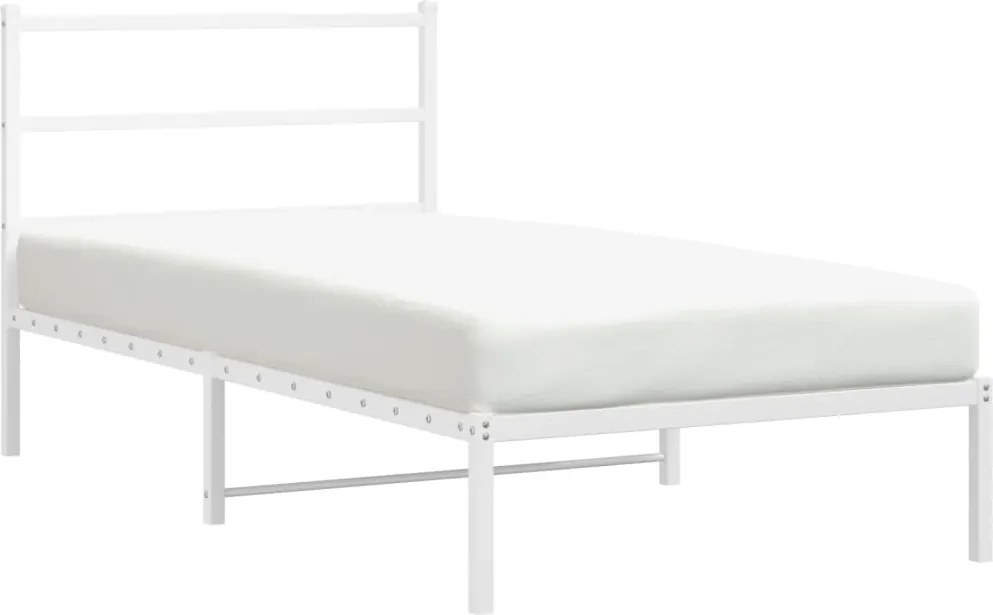 vidaXL Cadru de pat metalic cu tăblie, alb, 100x190 cm
