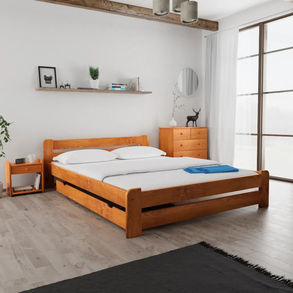 Pat Laura 140x200 cm, arin Saltele: Cu saltele Deluxe 10 cm, Somiera pat: Cu lamele drepte