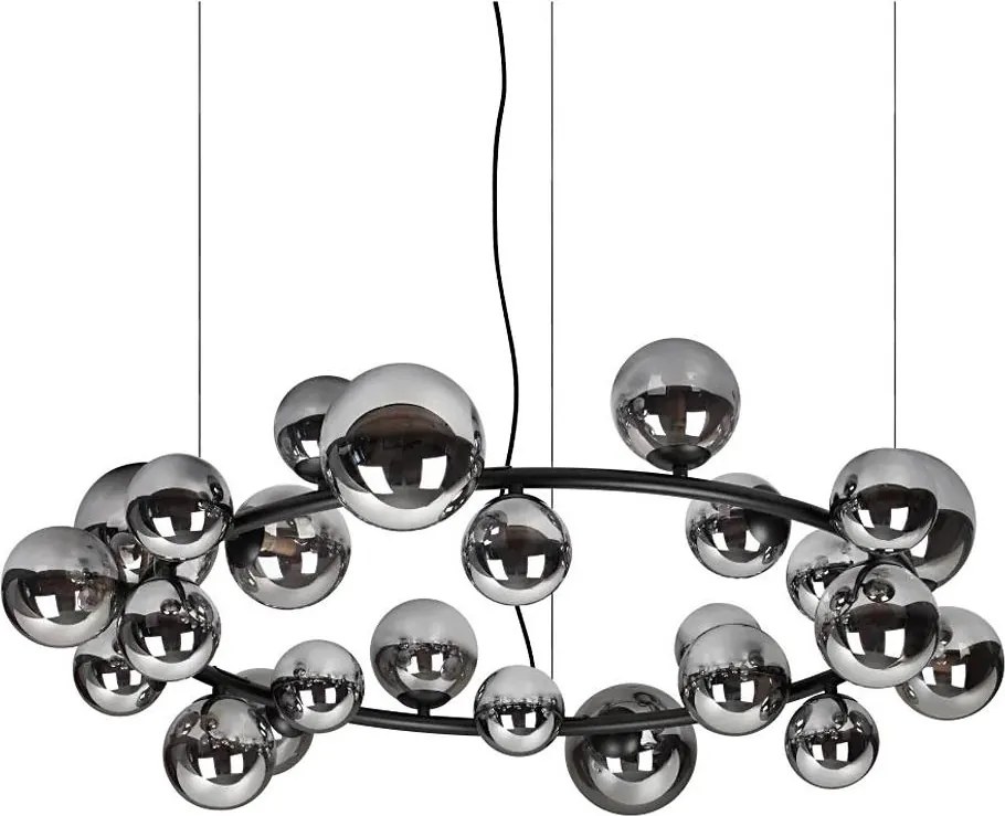 Ideal Lux - Lustră LED cu cablu PERLAGE 25xG9/3W/230V 110 cm negru/negru fumuriu