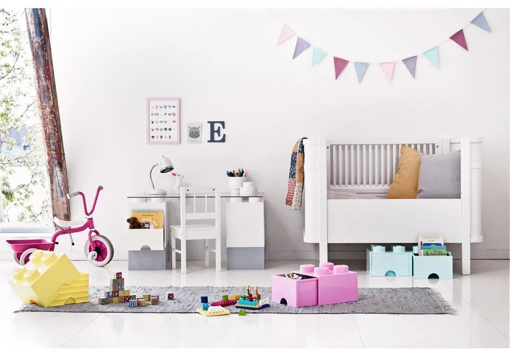 Cutie depozitare cu 2 sertare LEGO®, roz deschis