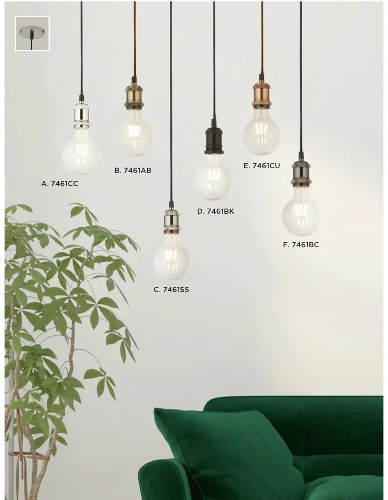 Pendul design modern minimalist SUSPENSION negru 7461BK SRT