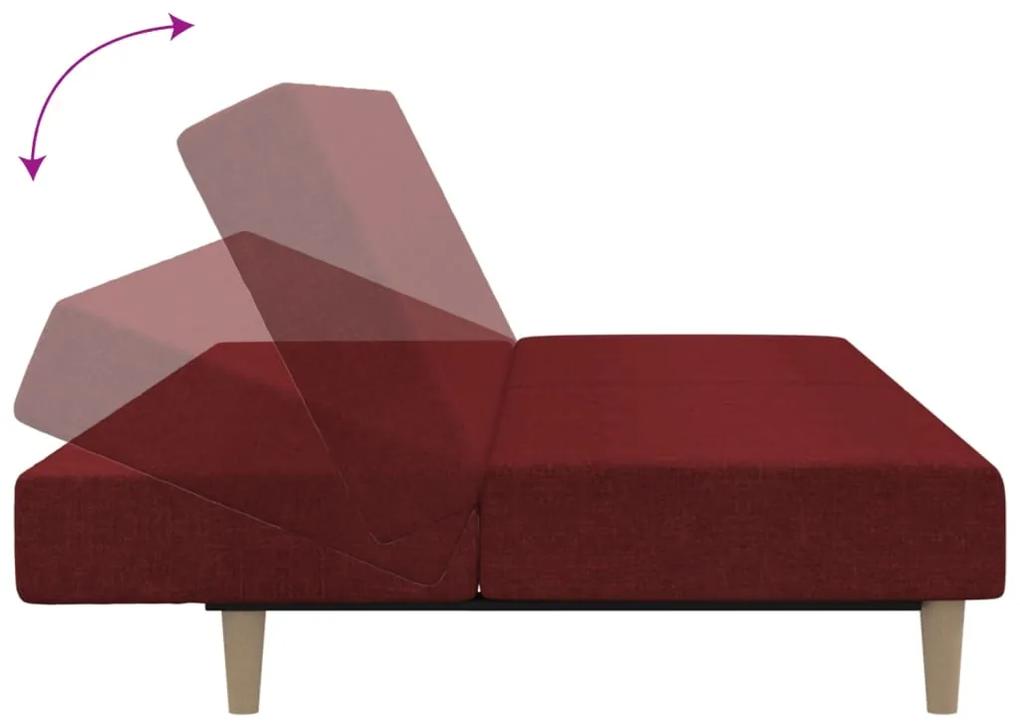 Canapea extensibila cu 2 locuri, rosu vin, textil Bordo, Fara suport de picioare