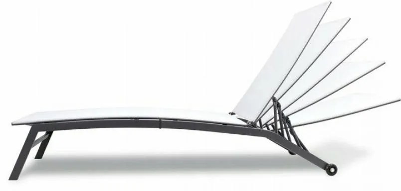 Șezlong de grădină cu roți, gri, 195 x 90 x 63 cm