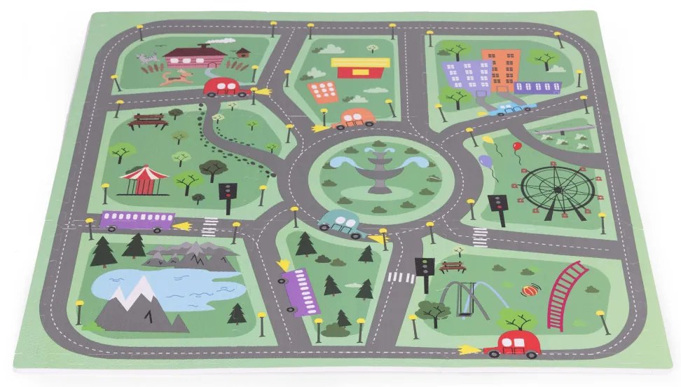Covor de joacă din spumă EVA pentru copii City 90,5x90,5 cm 21 bucăți