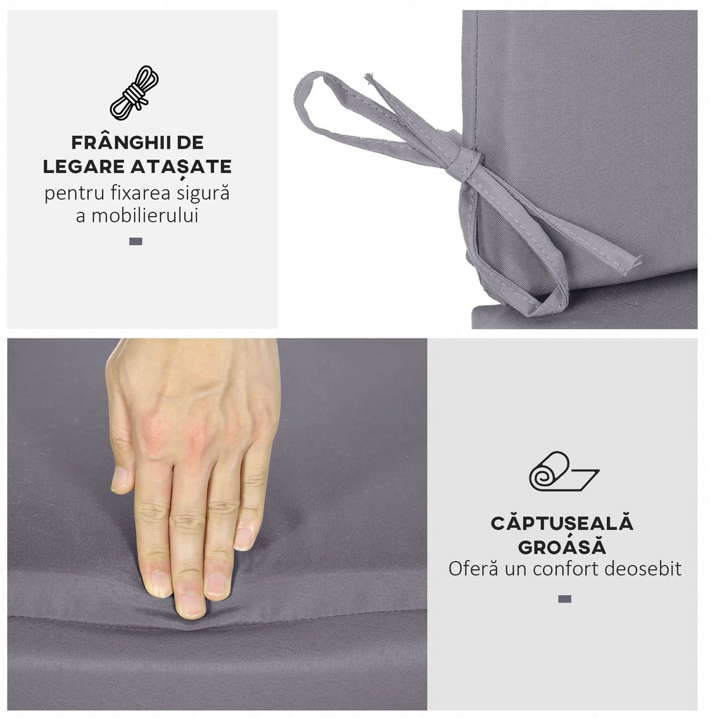 Perne pentru exterior Outsunny, spuma si poliester, 2 bucati 130x45x5 cm, gri inchis | Aosom Romania