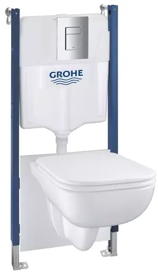 Set vas WC suspendat Grohe Solido 5 in 1 rezervor incastrat cu clapeta crom Even si capac Start Edge