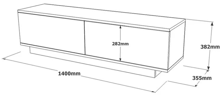 Comoda TV Zoeva Gri 140x35.5x38 cm