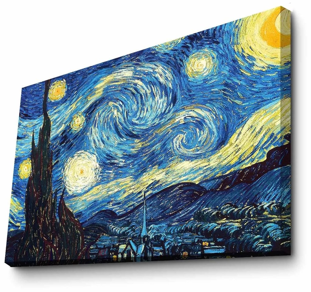 Tablou Canvas Van Gogh Noapte instelata, Multicolor, 100 x 70 cm