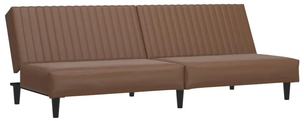 Canapea extensibila cu 2 locuri, maro, piele ecologica Maro, Fara scaunel pentru picioare Fara scaunel pentru picioare