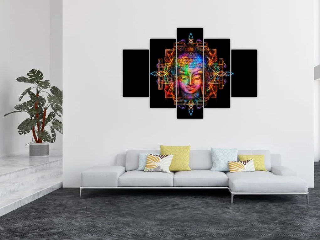 Tablou - Bustul lui Buddha în culori neon (150x105 cm)