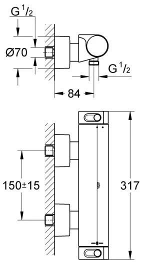 GROHE 34169001 - Baterie termostatată pentru duș GROHTHERM 2000 DN 15, crom
