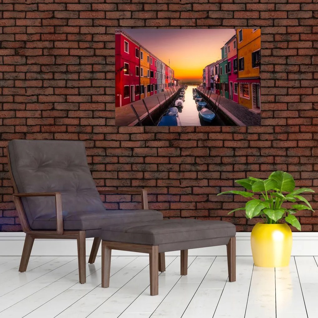 Tablou - Apus de soare, insula Burano, Veneția, Italia (90x60 cm)