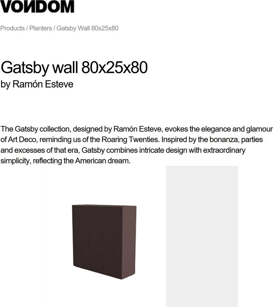 Jardiniera plante design decorativ modern exterior / interior GATSBY WALL 80x25x80cm