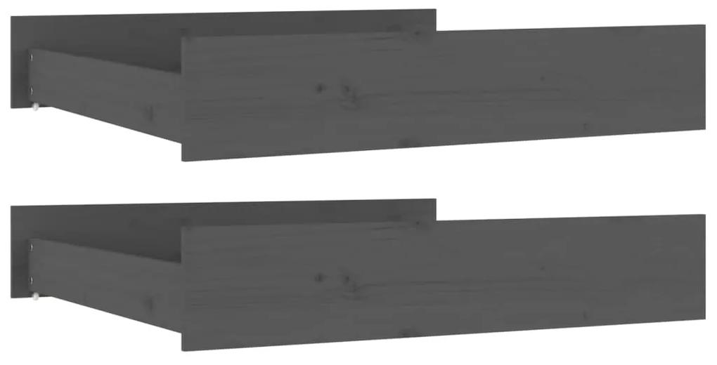 Sertare pentru pat, 2 buc., gri, lemn masiv de pin Gri, 90 x 93 x 18 cm