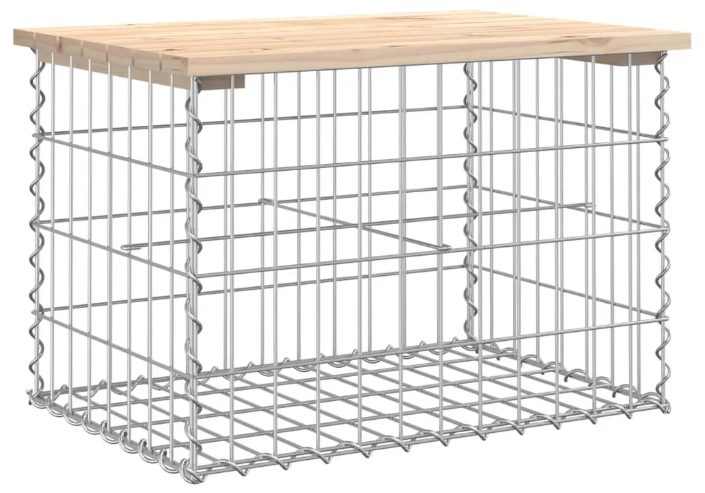 834353 vidaXL Bancă de grădină, design gabion, 63x44x42 cm, lemn masiv de pin