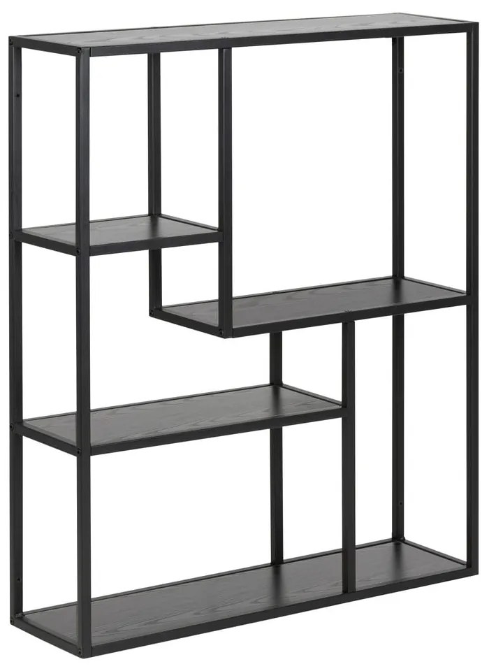 Bibliotecă de perete neagră cu aspect de lemn de frasin 75x91 cm Seaford – Actona