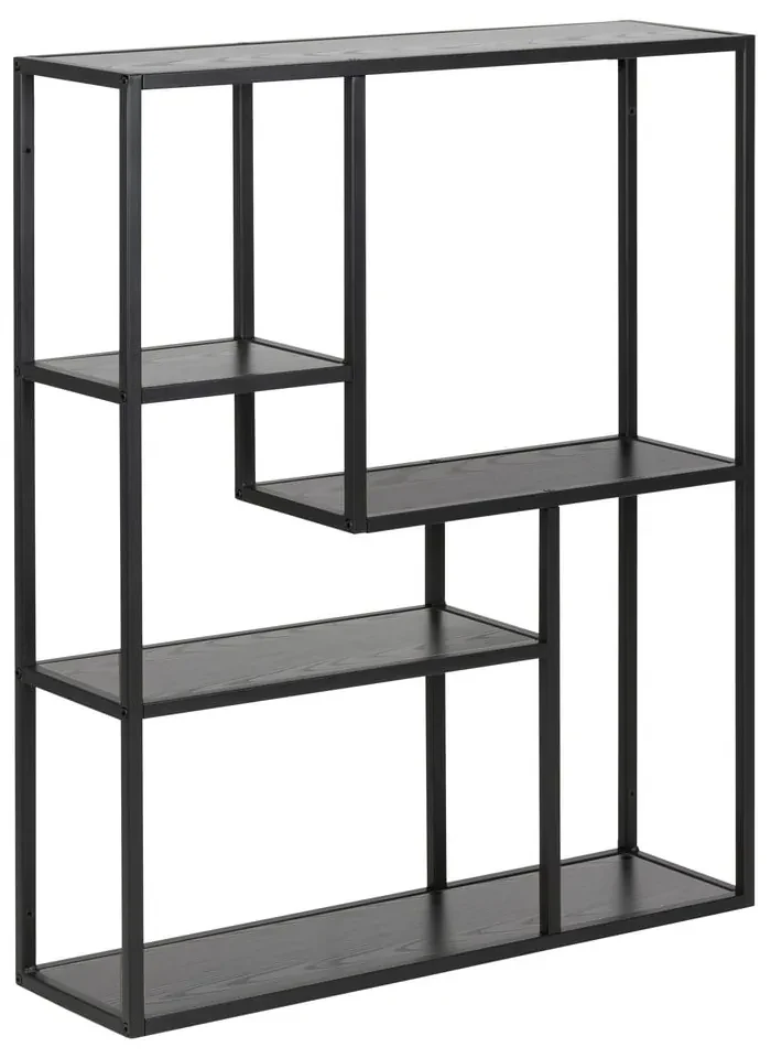 Bibliotecă de perete neagră cu aspect de lemn de frasin 75x91 cm Seaford – Actona