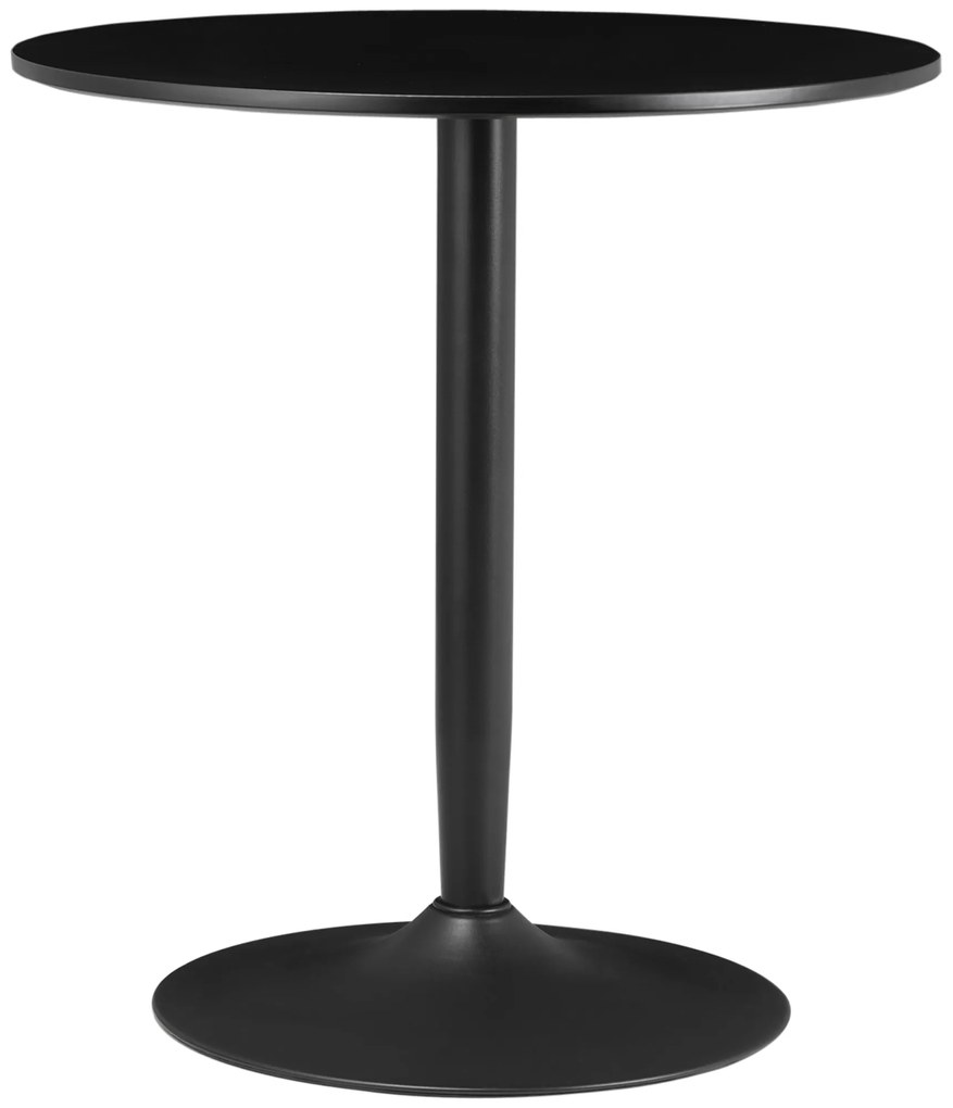 HOMCOM Masă de Bucătărie pentru 2 persoane, suprafață circulară, bază din oțel, negru, 70 x 70 x 75 cm | Aosom Romania