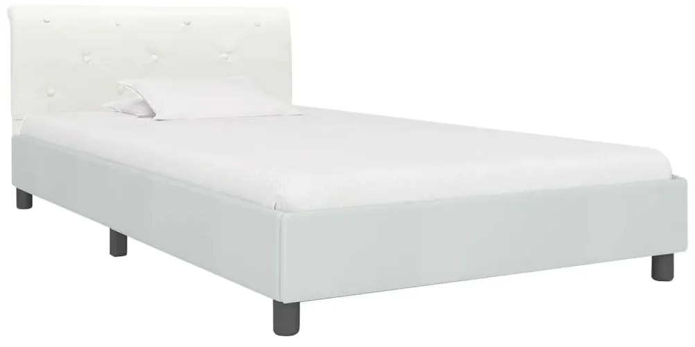 284871 vidaXL Cadru de pat, alb, 100 x 200 cm, piele ecologică