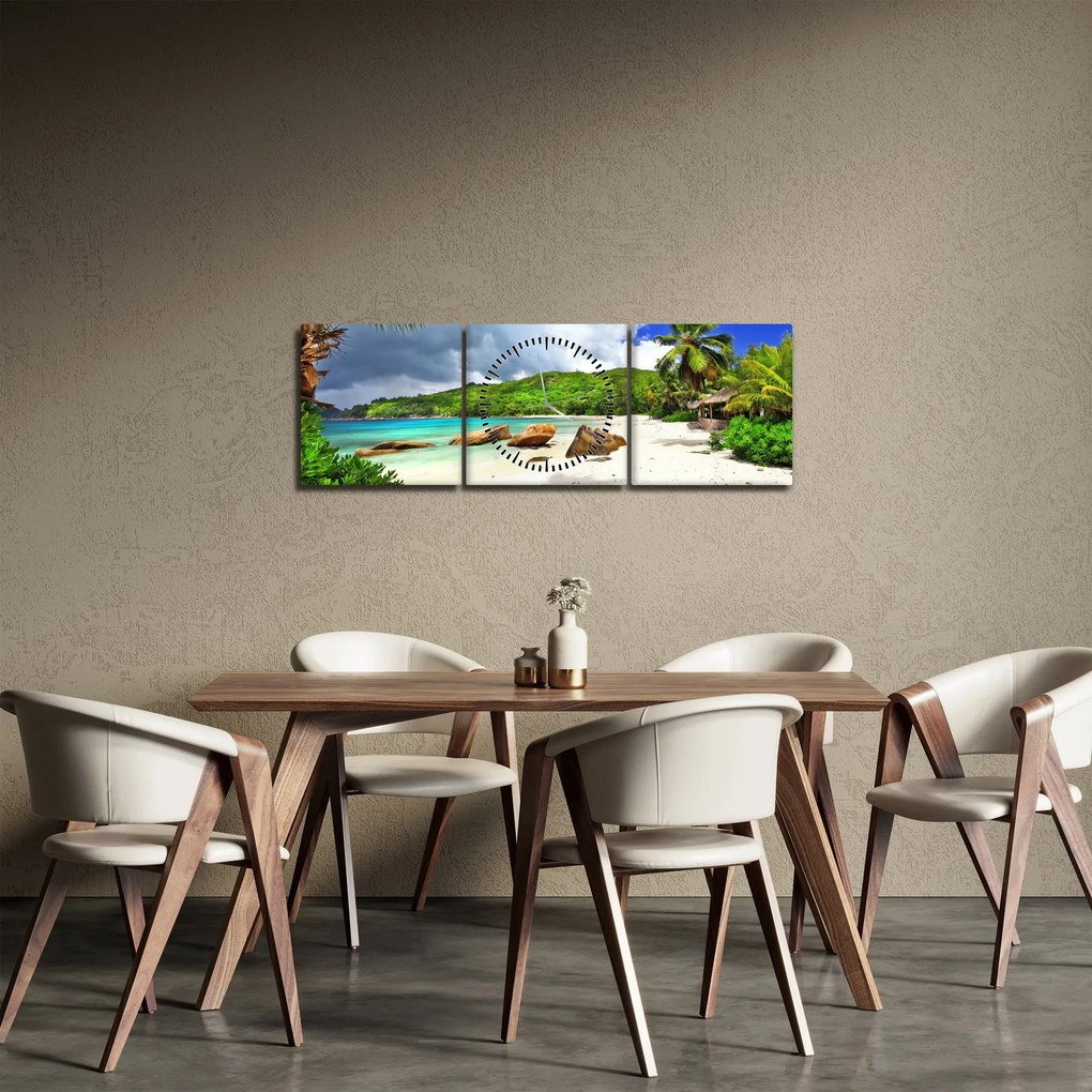 Tablou - Takamaka, Seychelles (cu ceas) (90x30 cm)