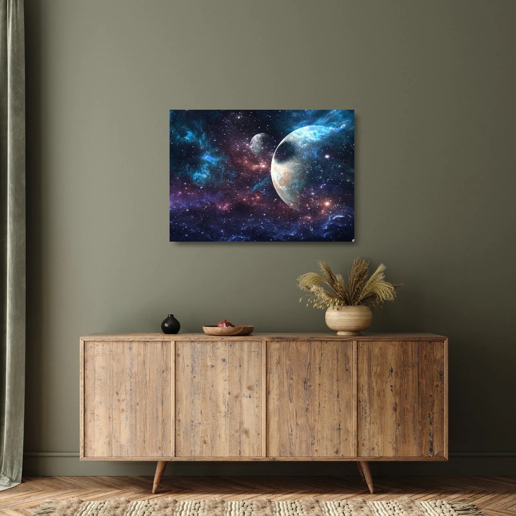 Tablou pe sticlă cu cosmos (70x50 cm)