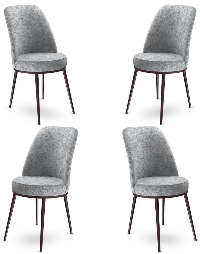 Set 4 scaune haaus Dexa, Gri/Maro, textil, picioare metalice