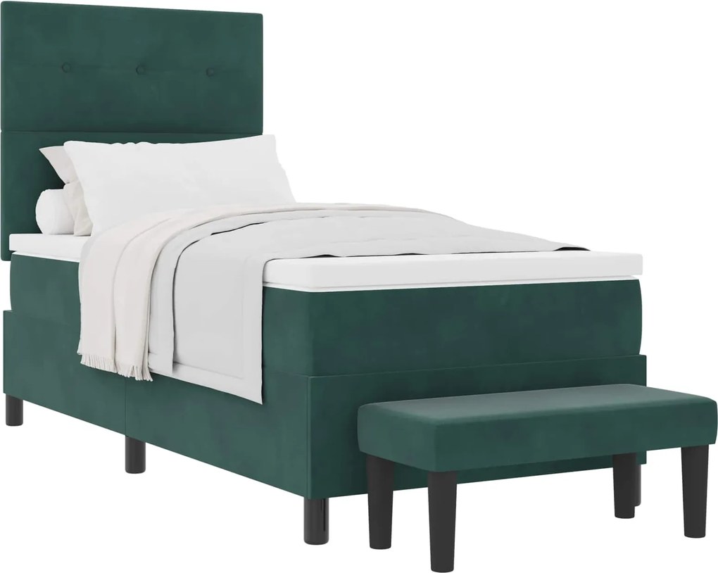 vidaXL Pat cu arcuri cu saltea Verde închis 90 x 200 cm Catifea