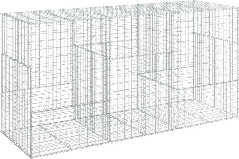 vidaXL Coș gabion cu capac, 300x100x150 cm, fier galvanizat