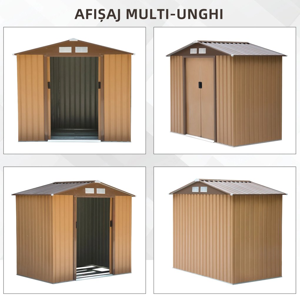 Casuta pentru Gradina, sopron pentru Unelte, magazie din Lamiera de Otel, pentru depozitare si organizare 213x127x185cm Outsunny | Aosom RO