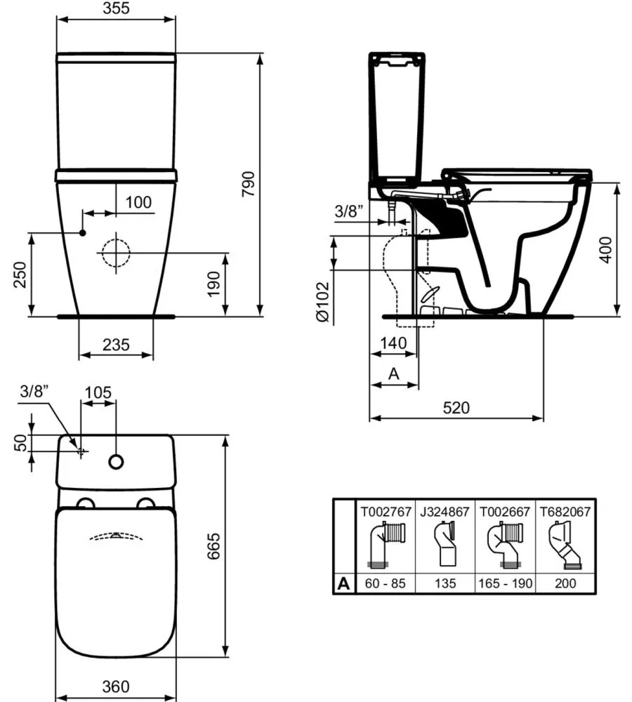 Vas wc stativ rimless plus Ideal Standard i.life B cu functie bideu alb