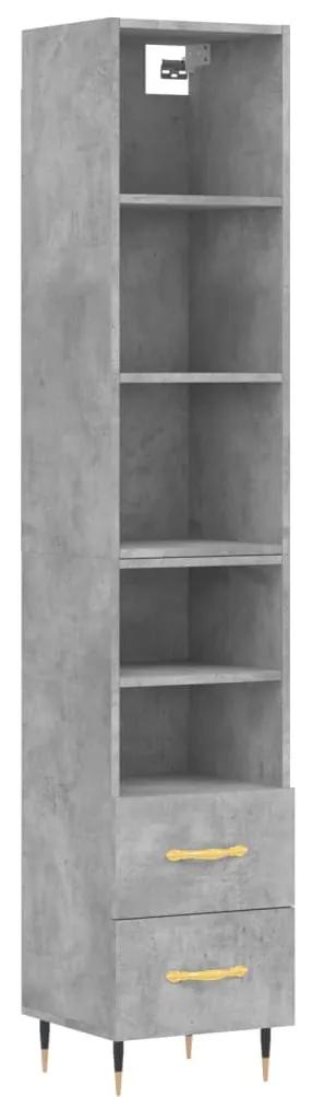 3189745 vidaXL Dulap înalt, gri beton, 34,5x34x180 cm, lemn prelucrat