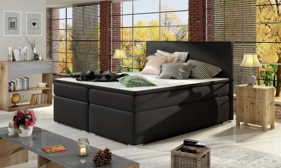 Pat boxspring tapitat, cu spatiu pentru depozitare, 160X200 cm, Divalo, Eltap (Culoare: Albastru)