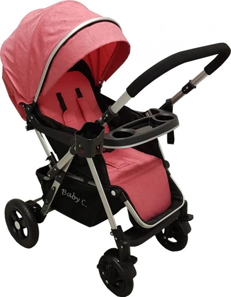 Carucior nou nascuti 2 in 1 BABY CARE™ PRO 511, Cadru aluminiu, Maner reversibil, Spatar reglabil in 5 trepte, Amortizoare, Plasa insecte, Frana