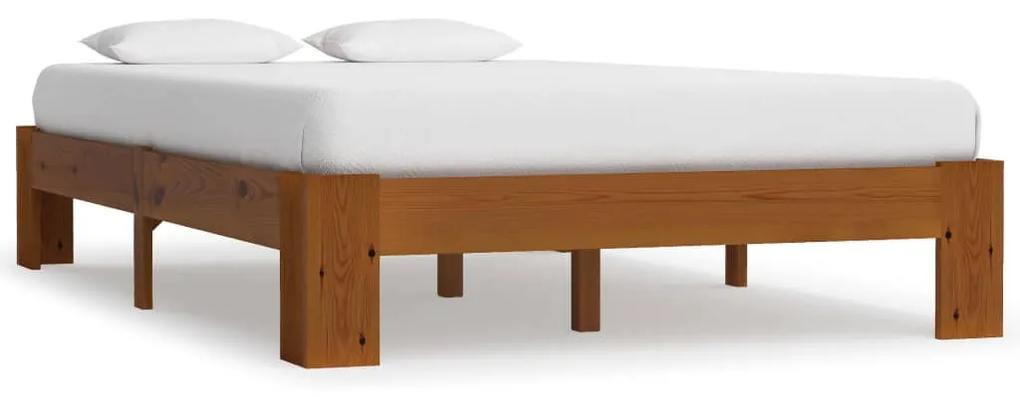 283289 vidaXL Cadru de pat, maro deschis, 140 x 200 cm, lemn masiv de pin