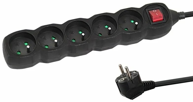 Prelungitor Esperanza ELK214K switch ON/OFF 5 prize 1.5m Negru