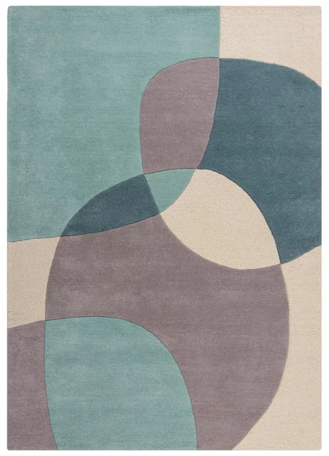 Covor albastru/bej din lână 170x120 cm Glow - Flair Rugs