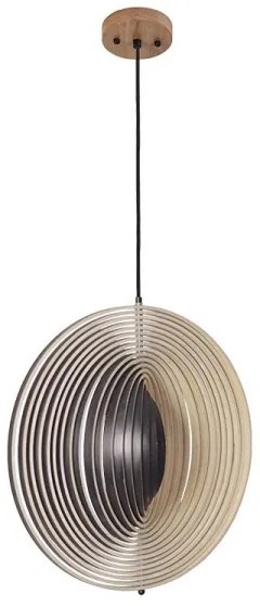 Lustră suspendată din lemn cu cablu, 1xE27/60W/230V, Ø 50 cm, lemn masiv/furnir/lemn de cauciuc