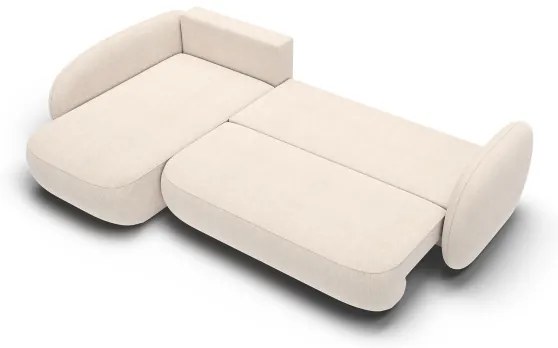 Colțar extensibil OLBIA în L, stânga, bej, cu spațiu de depozitare