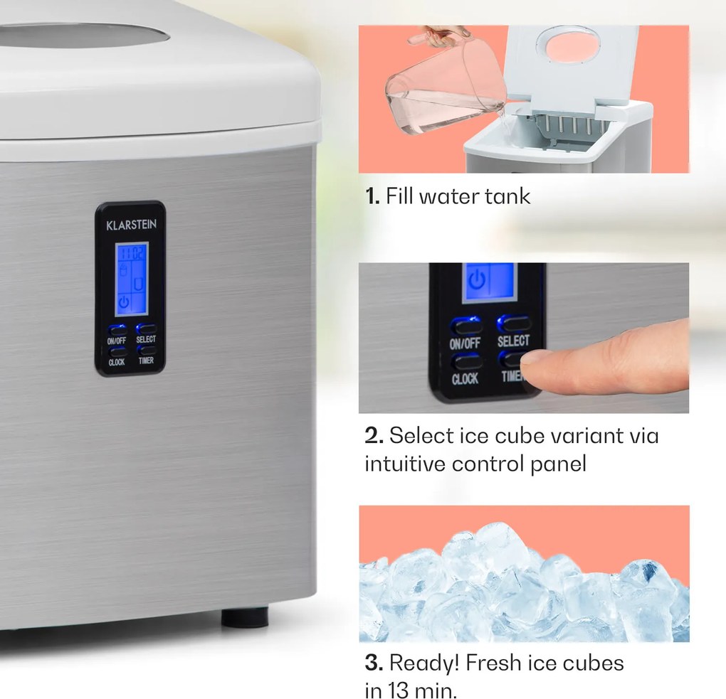 Klarstein Mr. Silver-Frost 150 W mașină de gheață 15 kg albă