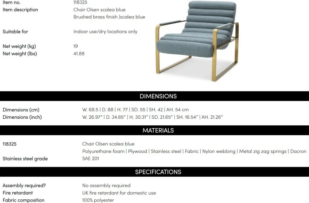 Fotoliu elegant design LUX Olsen, scalea blue