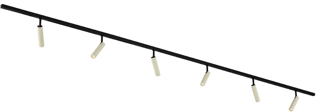 Sistem modern de iluminat pe șine cu 6 spoturi bej și negre monofazat - Slimline Uzzy