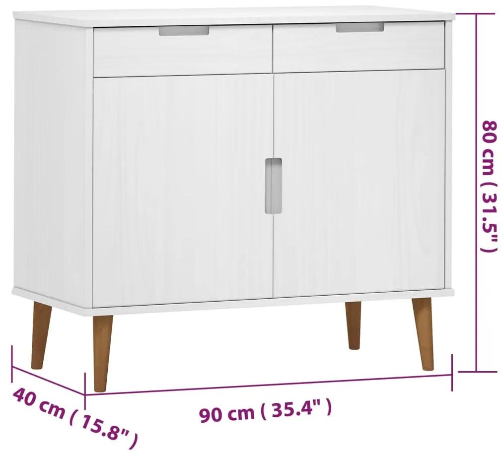 Servanta, alb, 90x40x80 cm, din lemn masiv de pin 1, Alb