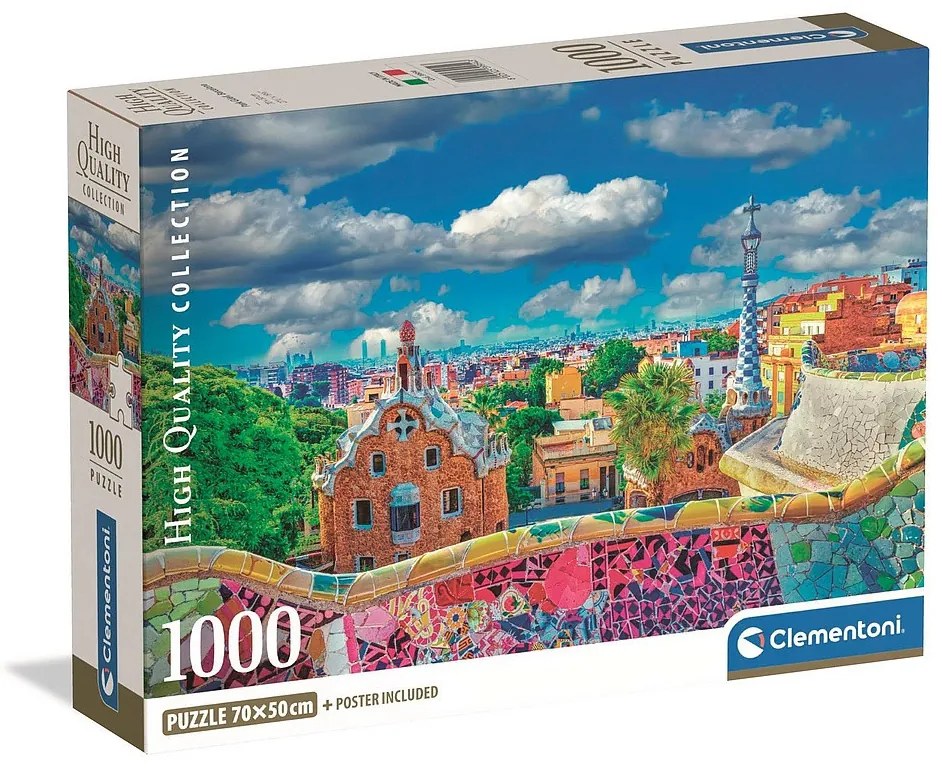 Orașe Park Güell Puzzle Barcelona 1000 de piese Clementoni