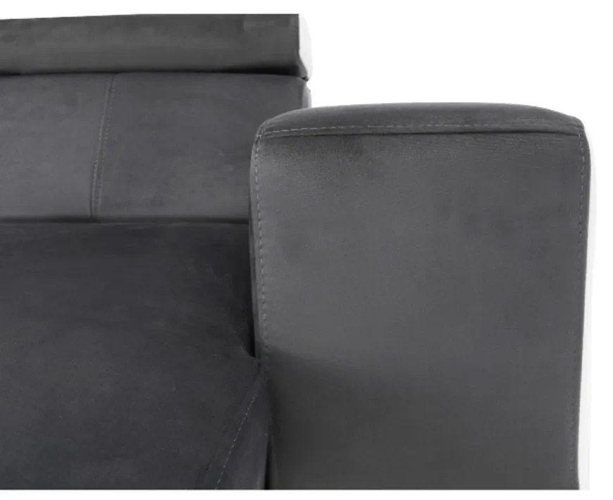 colţar în formă de U, piele ecologică albă/material textil gri, model dreapta, KAMELIA