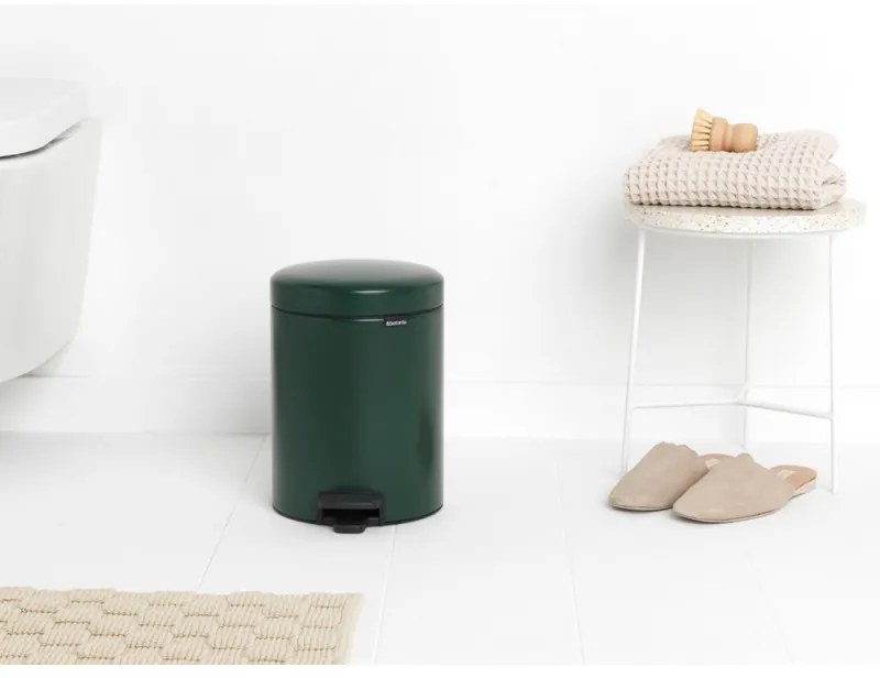 Cos de gunoi cu pedala Brabantia NewIcon 1003199, 5 L, Inchidere lina, Baza antiderapanta, Verde inchis